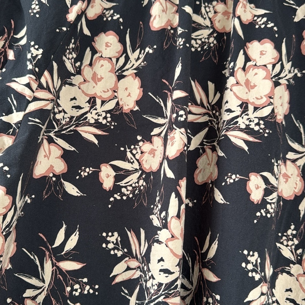 Evereve Floral Black and Pink Women's Top Cotton/Rayon Size XL - Picture 3 of 9